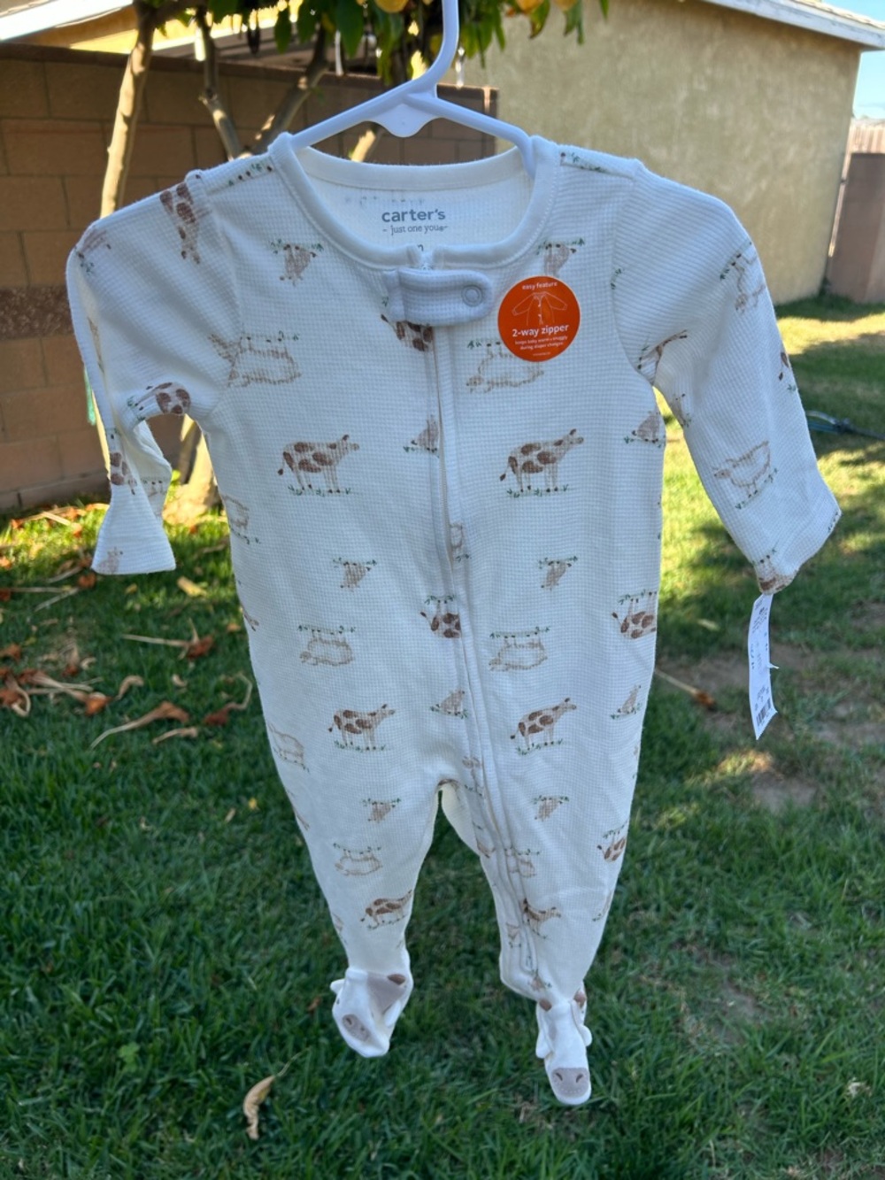 Carter's Cream Waffle Farm Animal Zip-Front Footie
